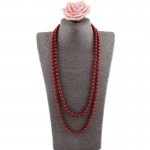 Colier  elegant AS45OO cu perle din sticla Visiniu